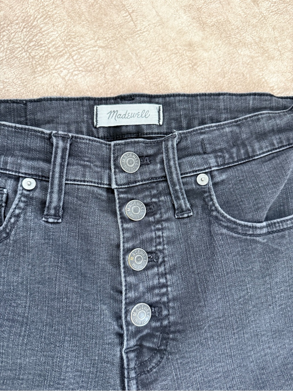 Madewell 9” High Rise Skinny Jeans Gray Raw Hem Button Fly Size 28 - Picture 3 of 11